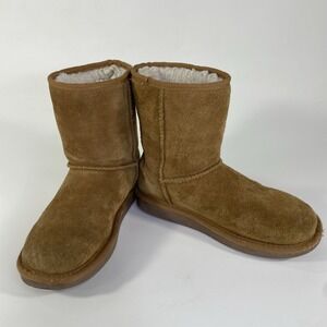 Koolaburra Ugg Winter Snow Boots Youth 3 Koola Short Beige Suede Sherpa 1019374